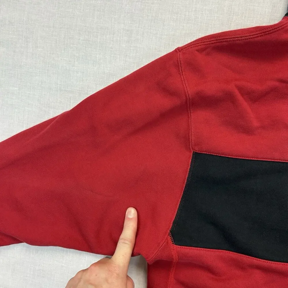 Jordan Legacy AJ11 Pullover Hoodie Mens Large Gym Red Black Zip Pockets Athletic